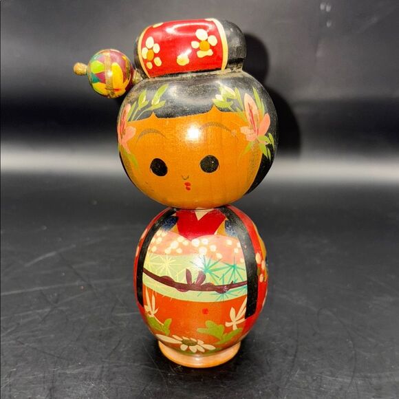 Colorful Wooden Kokeshi Doll - Picture 1 of 6